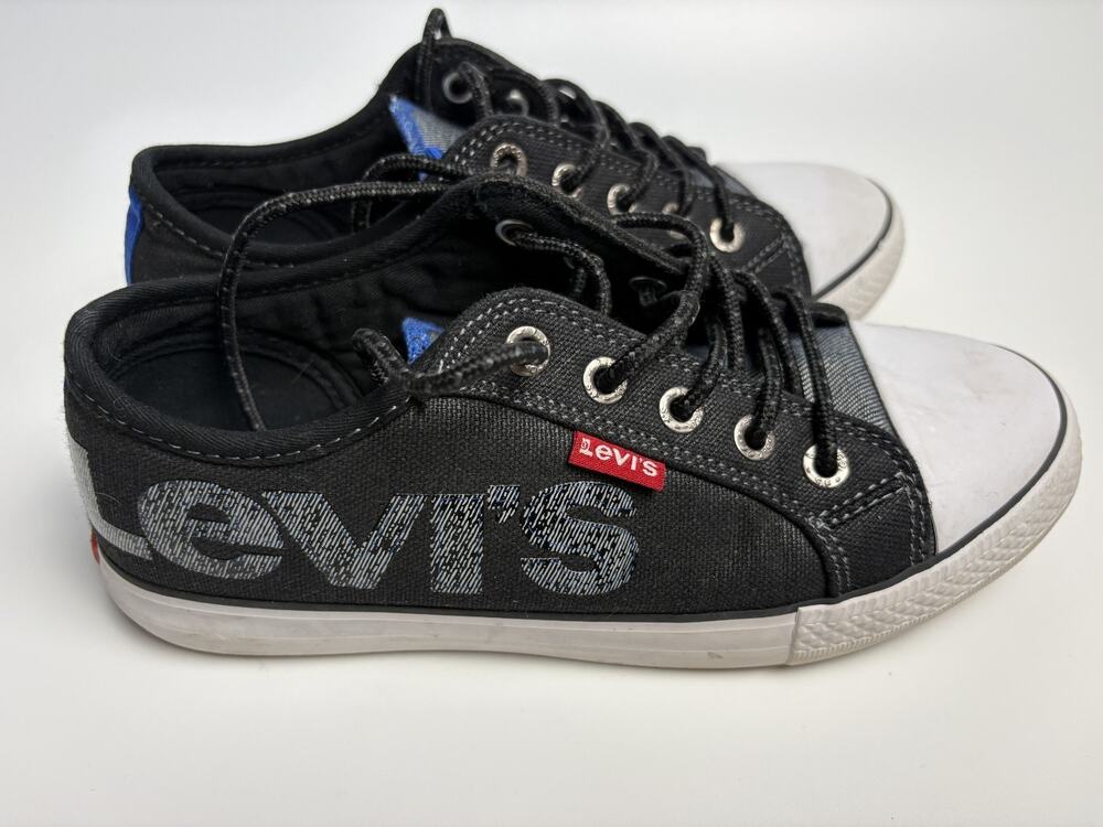 Levi Strauss Sneakers Kids Size 3 Black Denim Low Top Shoes Laces # 1087443-KIDS